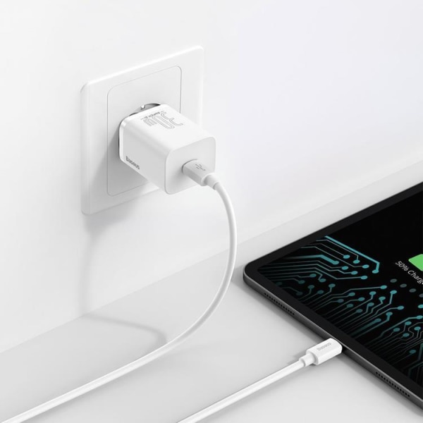 Baseus Super Si 1C Vægoplader USB-C 30 W - Hvid White