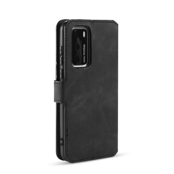DG.MING Retro Läder Plånboksfodral Huawei P40 - Musta Black