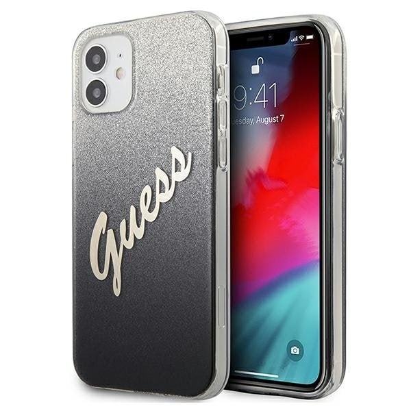 Guess Skal iPhone 12 Mini Glitter Gradient Script - Svart Svart