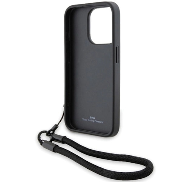 BMW iPhone 15 Pro Max Mobilskal Signature Läder Wordmark Cord Svart