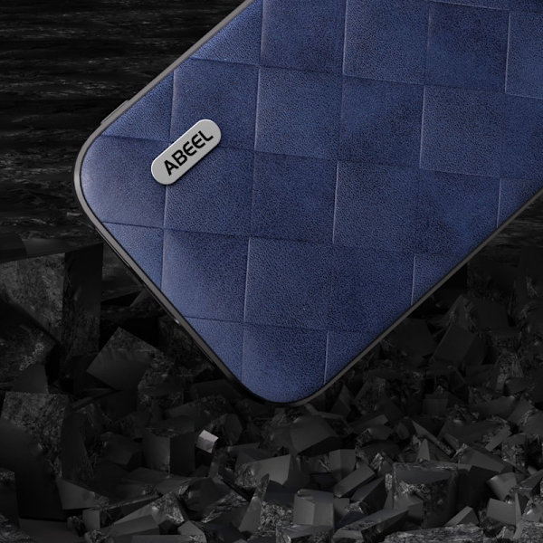 ABEEL Mobilskal till iPhone 15 Plus PU Läder Blå Grid Textur