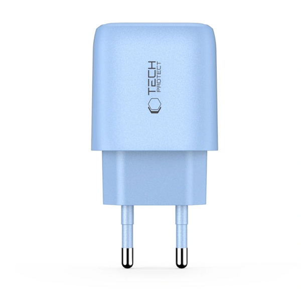 Tech-Protect Väggladdare Adapter USB-A/USB-C 20W - Baby Blå Blå