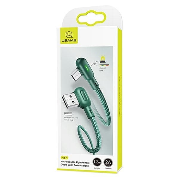 USAMS Kabel vinkel U57 microUSB 1.2m grön SJ458USB02