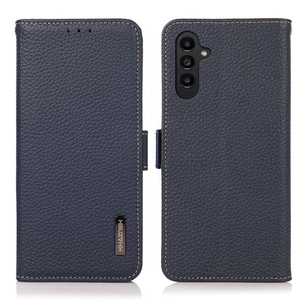 KHAZNEH Samsung Galaxy S23 FE Plånboksfodral Äkta läder - Blå