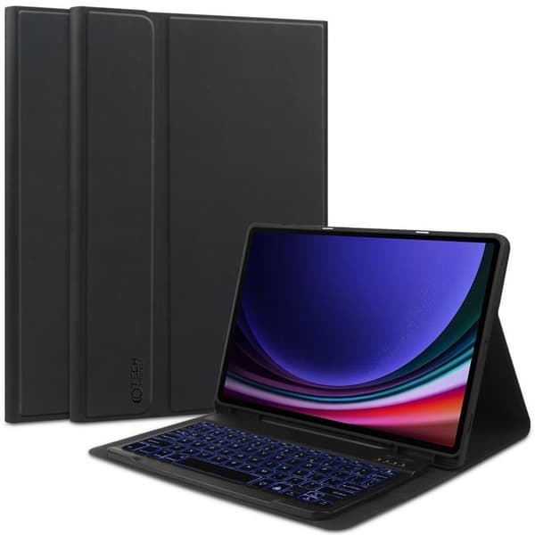 Tech-Protect Galaxy Tab S9 FE taske med engelsk tastatur Svart