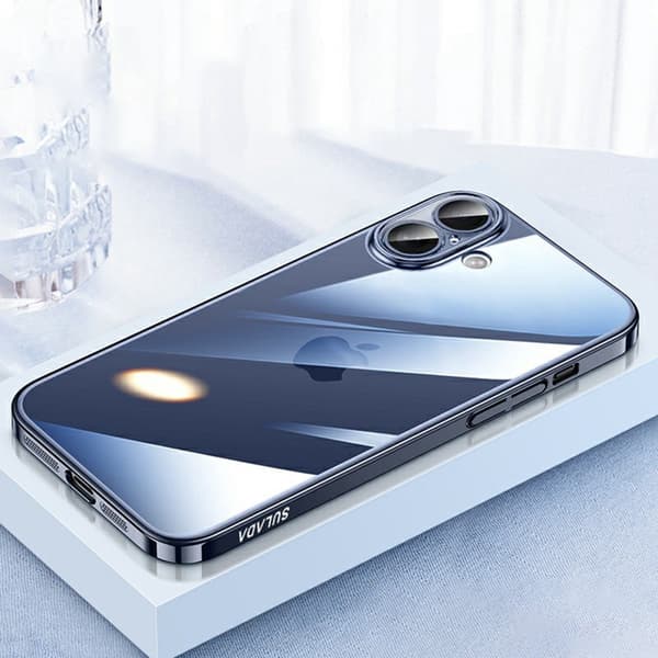 SULADA JINGJIA Mobilskal till iPhone 16 Plus Hård PC Klart med Linsskydd Blå