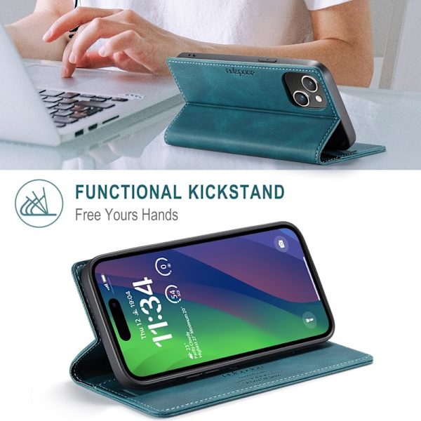 AUTSPACE iPhone 15 Plus Wallet Fodral KonstLäder - Blå