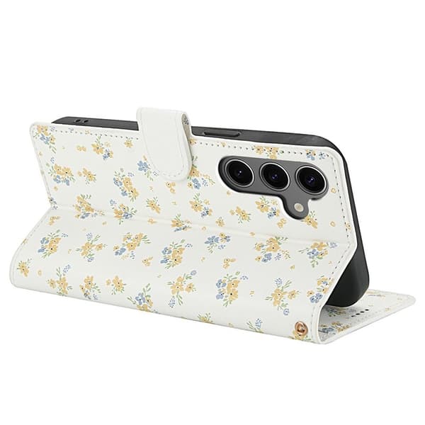 Samsung Galaxy S26 Plus Plånboksfodral Rhombic Blommönster Konstläder - A5