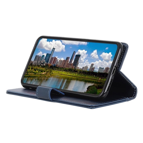 KHAZNEH Galaxy S23 Plus Plånboksfodral Stand Flip PU Läder - Blå