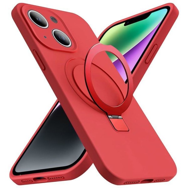 iPhone 14 Mobile Case Magsafe nestemäinen silikoni - punainen