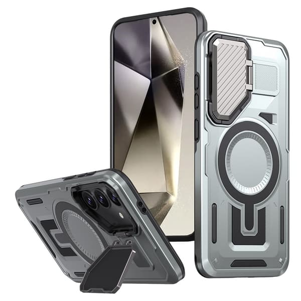 Mobilskal till Galaxy S25/S24 MagSafe Kickstand - Silver Silver