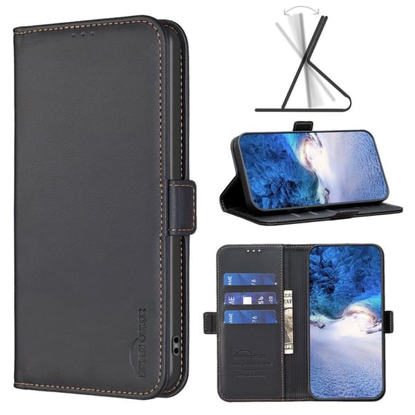 BINFEN Samsung Galaxy S26 Plus Plånboksfodral Konstläder Flip Folio - Svart