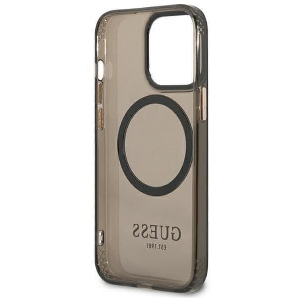 GUESS iPhone 13 Pro Max Skal MagSafe Guld Outline Translucent - Black
