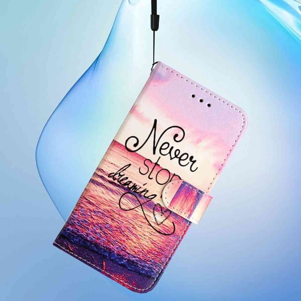 Samsung Galaxy A57 Plånboksfodral Konstläder Tryckt Mönster - Vit