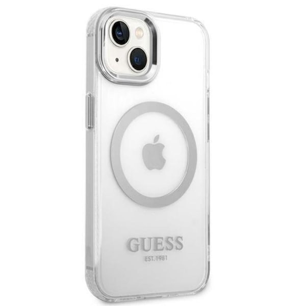 GUESS iPhone 14 Skal Magsafe Metal Outline - Silver