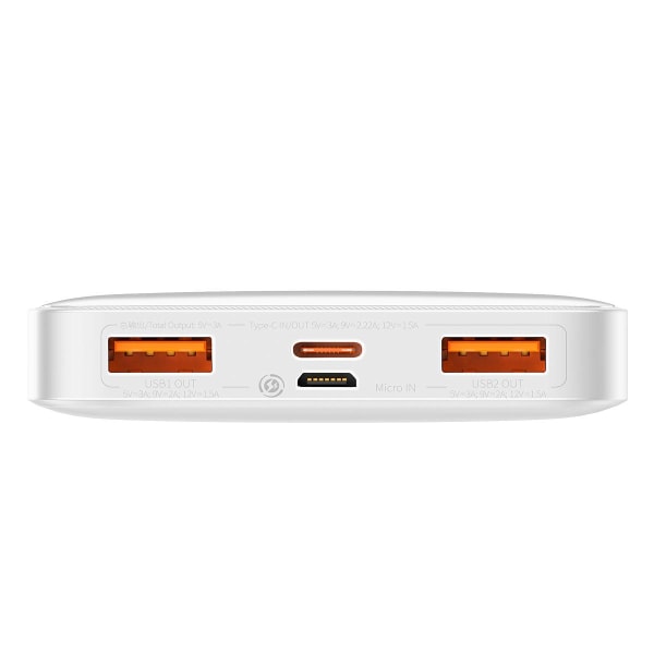 Baseus Powerbank 10000 mAh 20W Bipow + mikro-USB-kaapeli - valkoinen