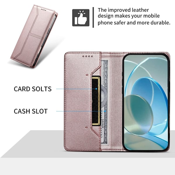 Plånboksfodral för Samsung Galaxy S26 Plus Ställfunktion Konstläder - Rosa