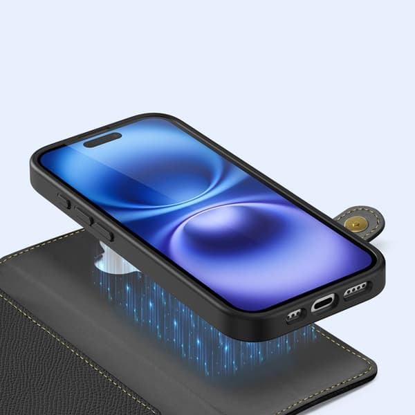Dux Ducis iPhone 16 Punge Etui Lawa Læder - Sort Svart