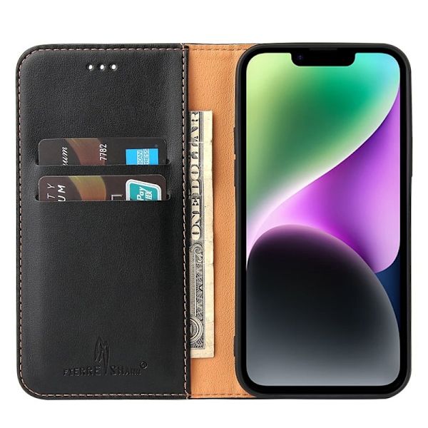 FIERRE SHANN iPhone 14 Plånboksfodral i Konstläder - Svart