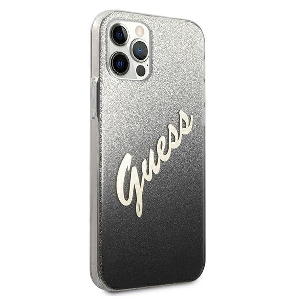 Guess Skal iPhone 12 & 12 Pro Glitter Gradient Script - Svart Svart