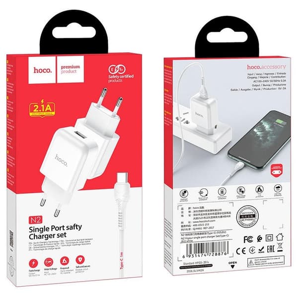 HOCO travel charger USB + Kabel USB-C 2A N2 Vigour Vit