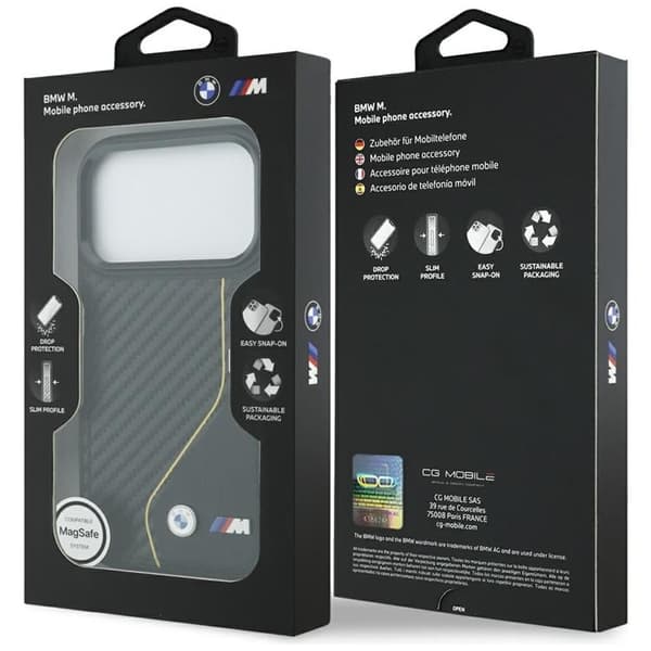 BMW Mobilskal till iPhone 17 Pro MagSafe M Carbon Line & Logo - Gul Gul