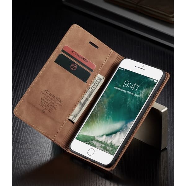 CASEME 013 Auto-absorberande Plånboksfodral Konstläder Khaki