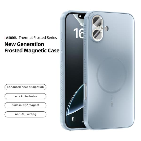 ABEEL Mobilskal till iPhone 16 Plus Magnetiskt TPU PC Kylande Matt - Blå