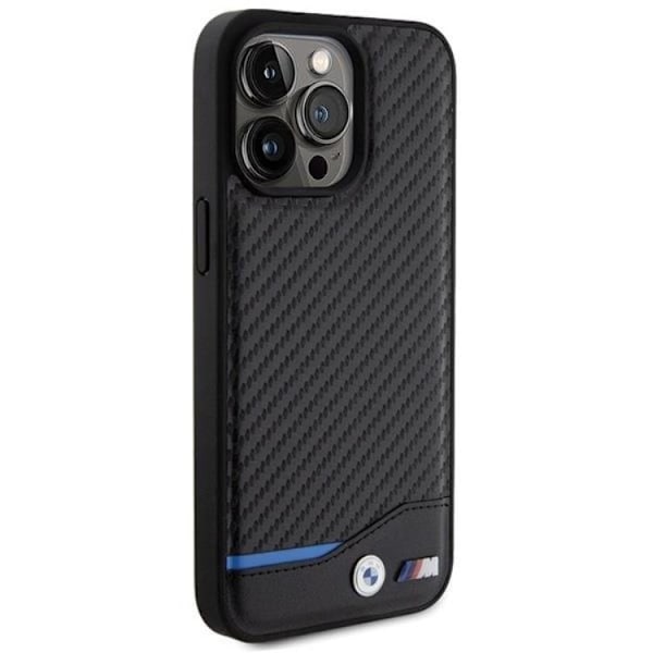 BMW Telefontaske til iPhone 15 Pro Læder Carbon - Sort Black