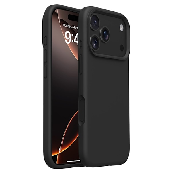 Mobilskal till iPhone 17 Pro Max Silikon Microfiber Lining Liquid Svart