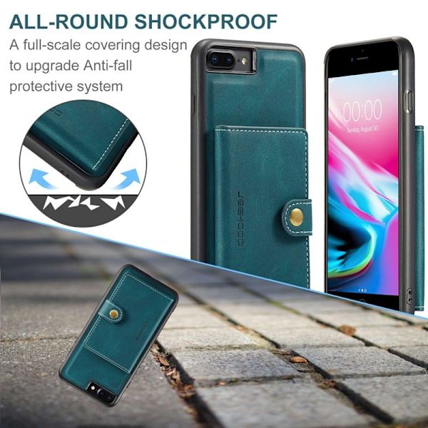 JEEHOOD iPhone 7 Plus/8 Plus Plånboksfodral Konstläder TPU Grön