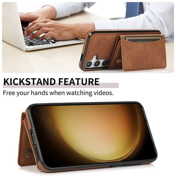 Plånboksfodral för Samsung Galaxy S26 Plus Tri-Fold Kickstand PU - Brun