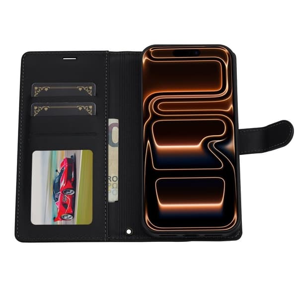 LC.IMEEKE L2 Series iPhone 17 Pro Plånboksfodral Konstläder - Svart