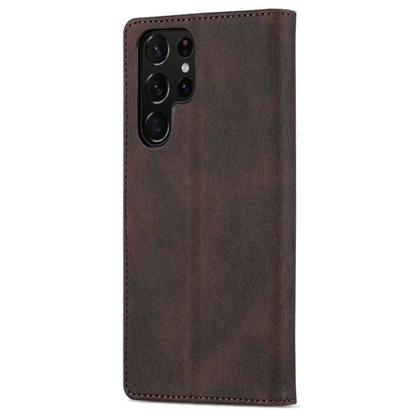 AZNS Samsung Galaxy S22 Ultra 5G Plånboksfodral Konstläder - Brun