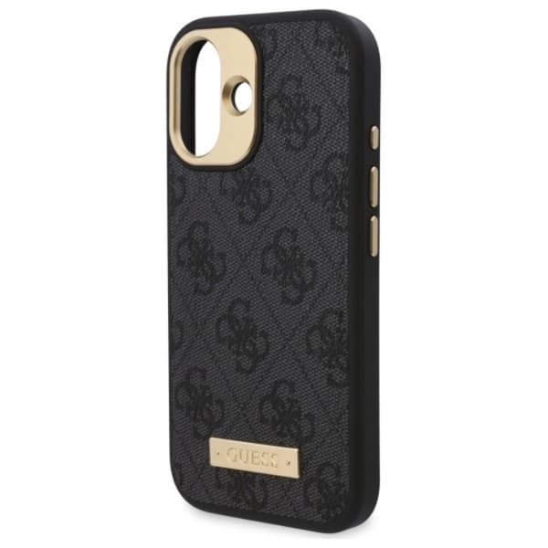 Guess Telefontaske til iPhone 16 MagSafe 4G Logo Plate - Sort Black