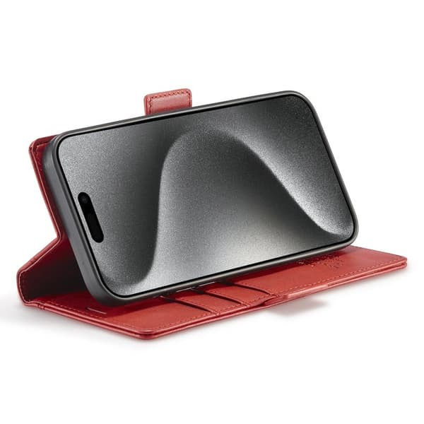 LC.IMEEKE iPhone 16 Pro Plånboksfodral Konstläder - Röd
