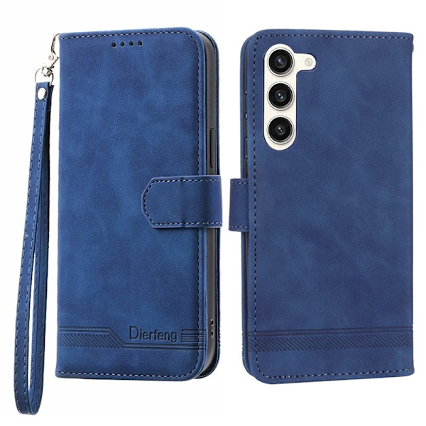 DIERFENG DF-03 Plånboksfodral för Samsung Galaxy S23+ - Konstläder - Blå