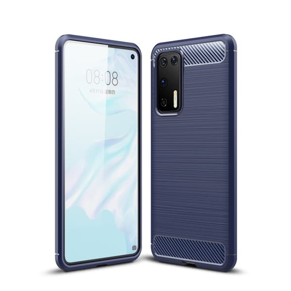 Kulfiber mobilcover til Huawei P40 - Blå Blue