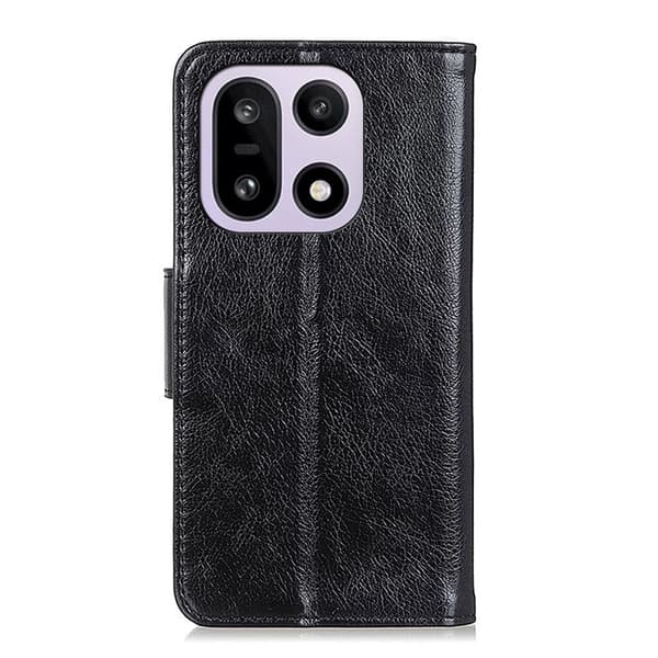 OnePlus 15 5G Plånboksfodral Nappa Texture Äkta läder Svart