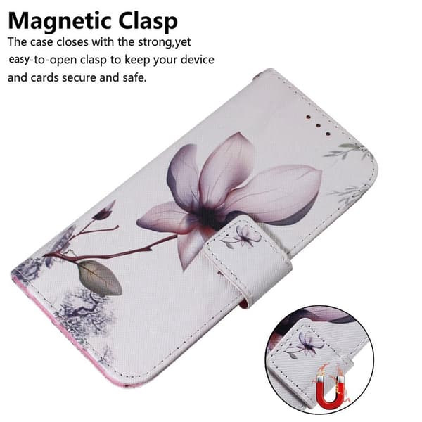 Plånboksfodral för Samsung Galaxy S26 Plus Mönstertryck Konstläder - Rosa Blomma