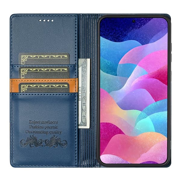 N.BEKUS P3 För Samsung Galaxy S26 Konstläder Plånboksfodral RFID-Skydd - Blå