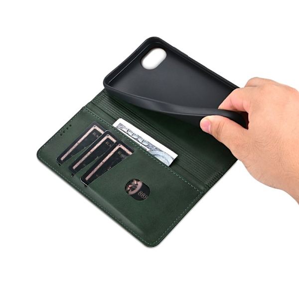AZNS iPhone 16e Plånboksfodral Konstläder - Grön