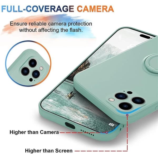 Mobilskal till iPhone 15 Pro Ringhållare Liquid Silikon - Cyan