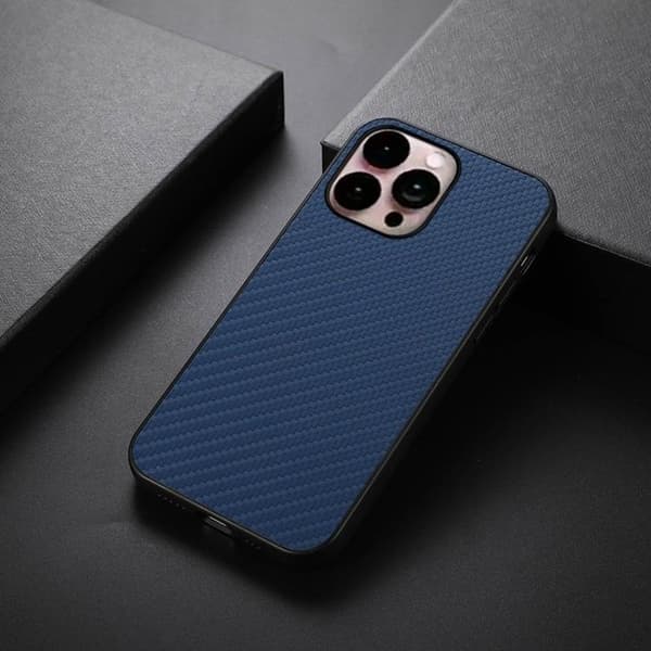 iPhone 14 Pro Max Cover Carbon Fiber - Blå Blå