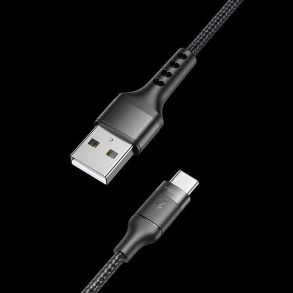 Veger USB-C till USB-A kabel 1.5m 2.4A - Svart Svart