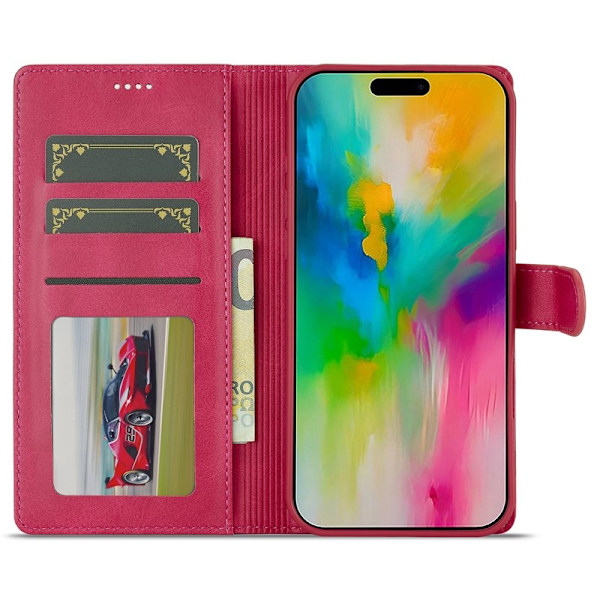 LC.IMEEKE iPhone 16 Pro Max Plånboksfodral Konstläder - Rosa