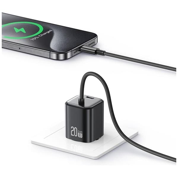 USAMS Hurtigoplader 20W 2xUSB-C GaN Mini JC - Sort Svart