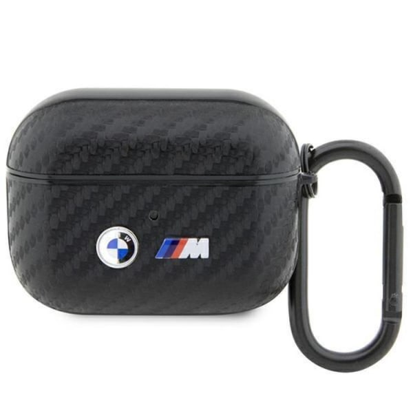 BMW Airpods Pro Case Carbon Double Metal Logo - musta