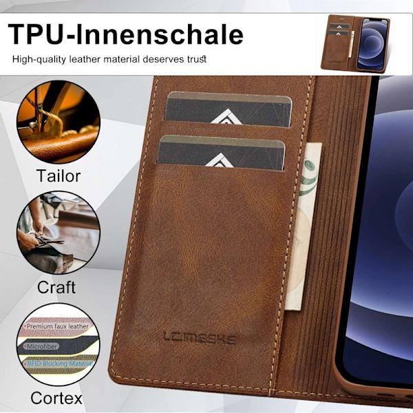 LC.IMEEKE iPhone 11 Plånboksfodral Konstläder - Brun