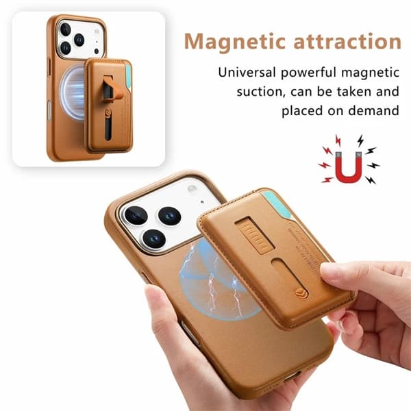 Mobilskal till iPhone 17 Pro Max Magsafe Detachable korthållare - Brun Brun